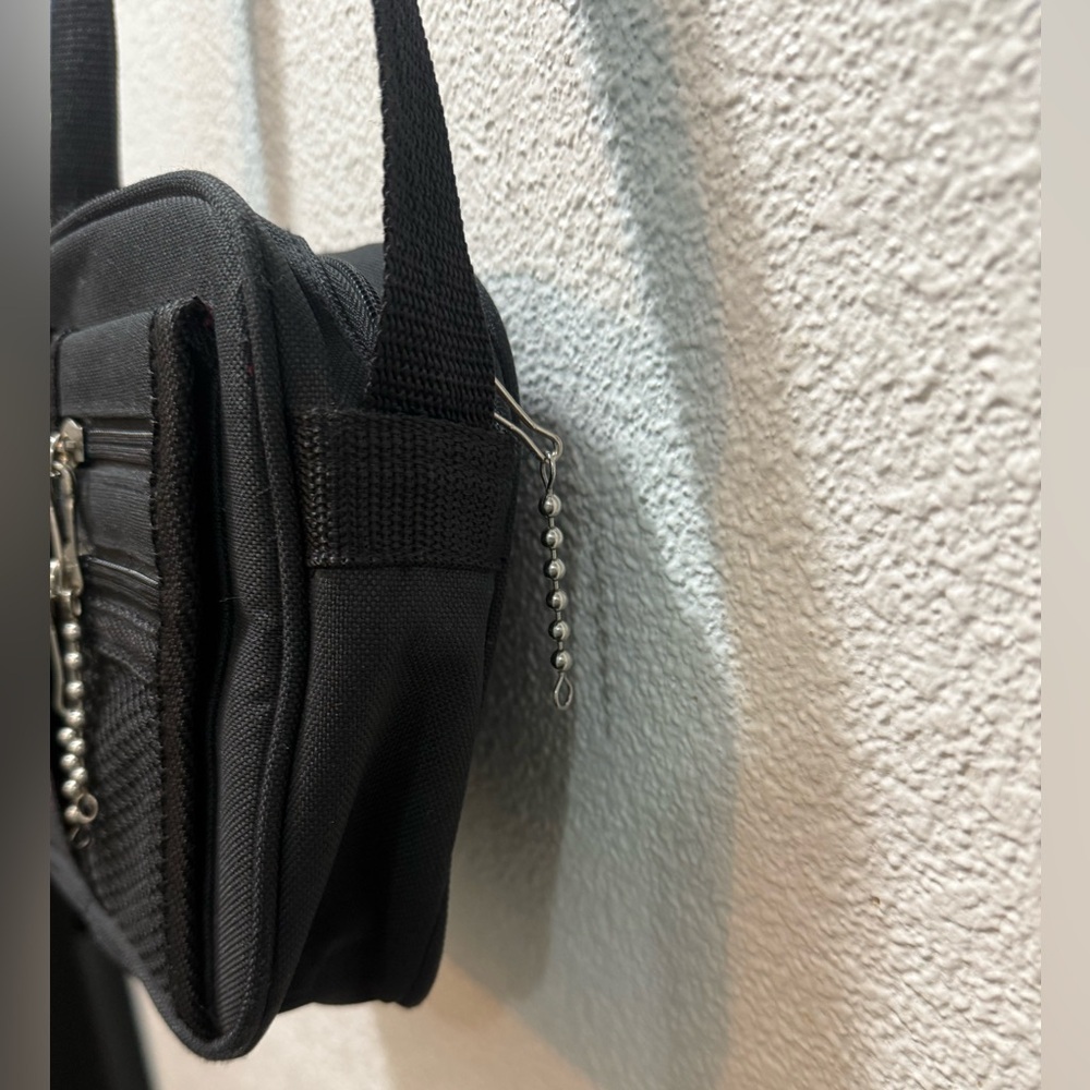 VTG 90s Y2K Mudd Black Messenger Bag Crossbody Canvas Pockets School Goth - Picture 3 of 10